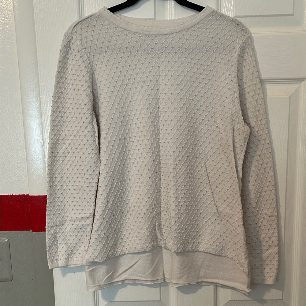 Elle Cream Textured Crew Neck Sweater